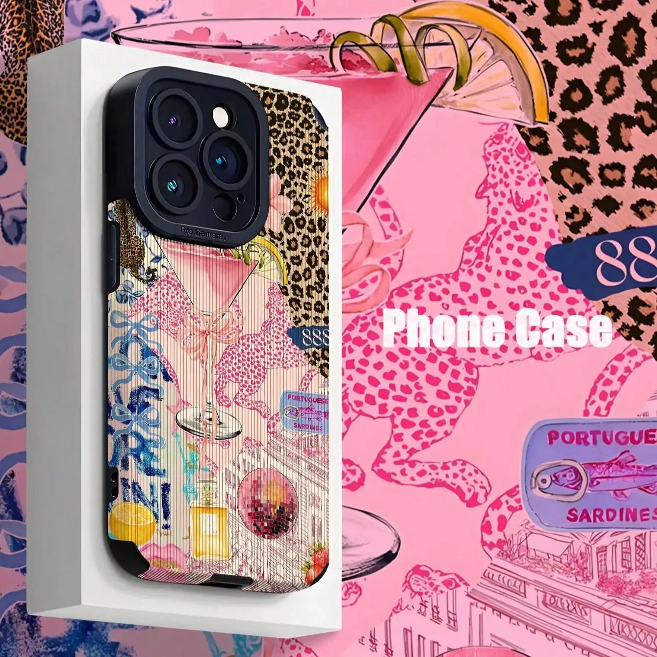 Fashion Leopard Pattern Phone Case for Fall Anti Drop Protector Cover Compatible with iPhone 16 Pro Max 15 Pro 14 Plus 13 12 11
