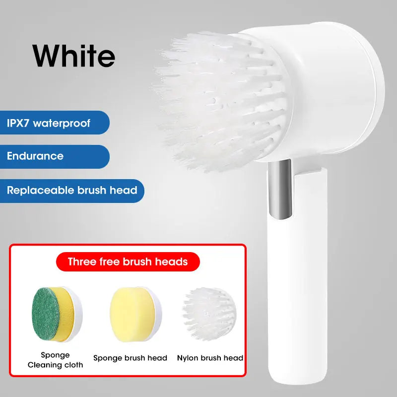 Electric Spin Scrubber Bathroom Cordless Cleaning Brush with 5 Replaceable Brush Heads