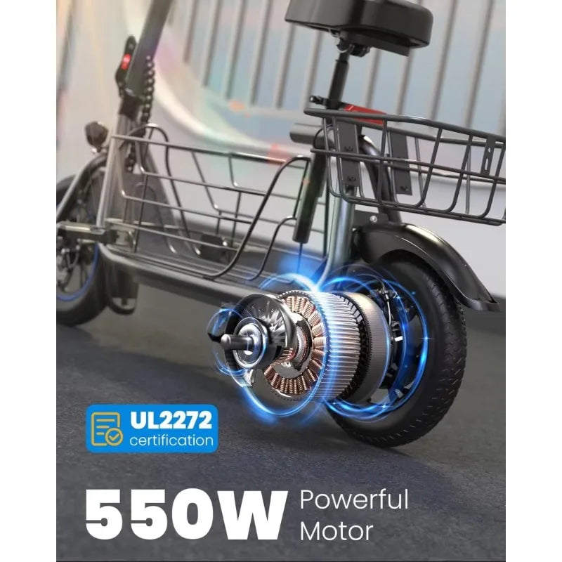 High quality.Electric Scooter with Seat for Adults, 550W Powerful Motor, 20-Mile Range, Speed up to 18.6MPH