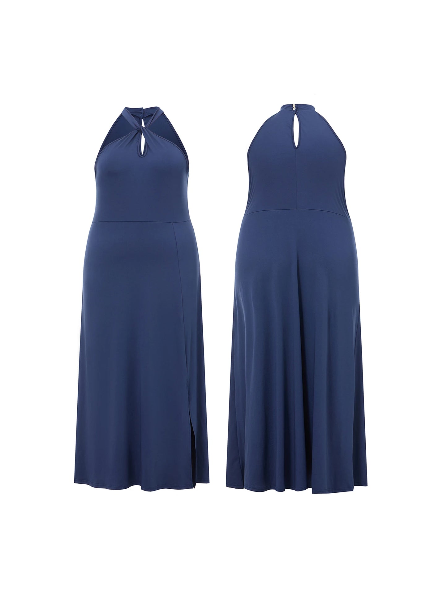 Elegant Plus Size Halter Dress Sleeveless A-Line Cut for Daily Wear Parties Clubs Travel