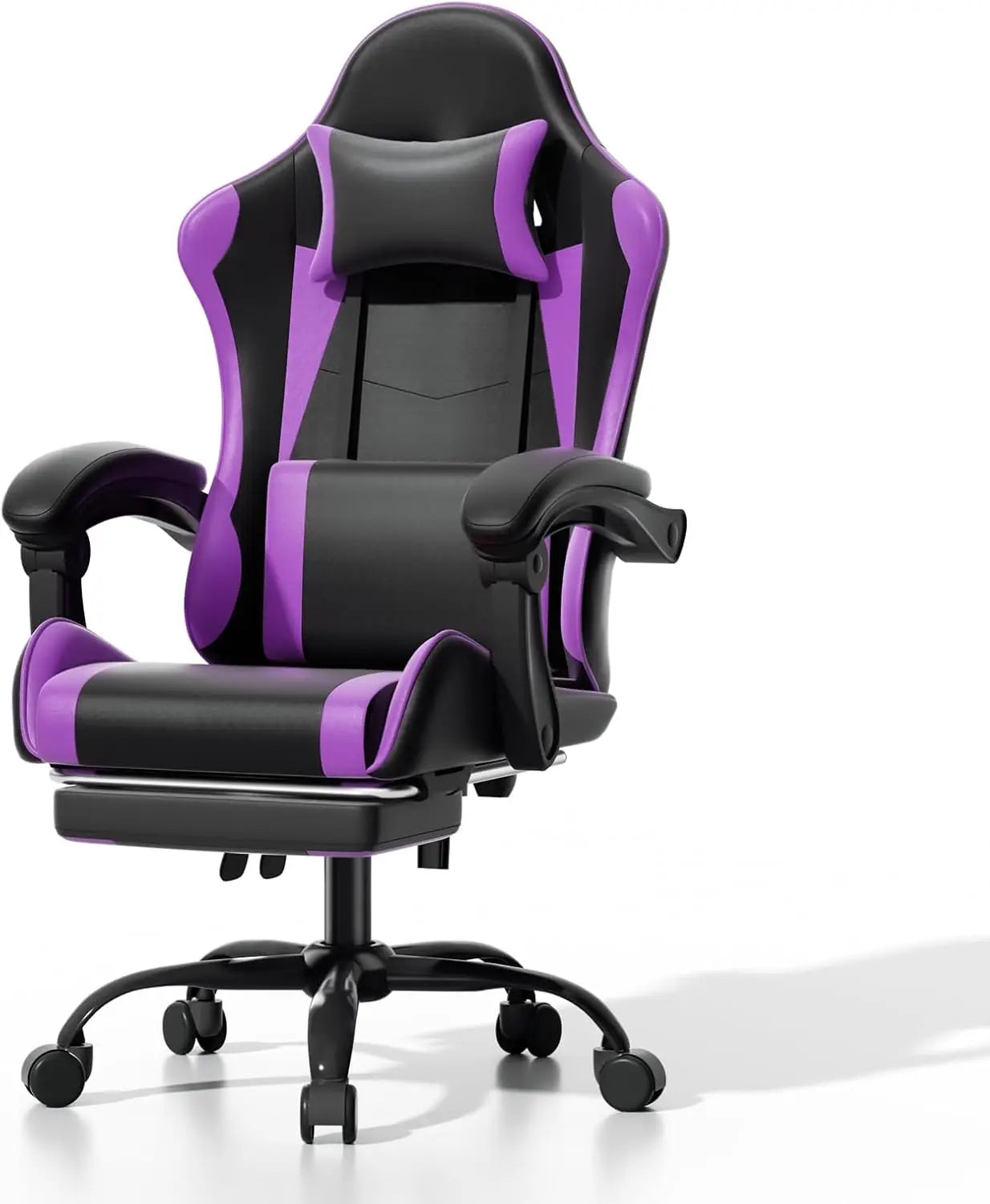 Athena Collection Carbon Fiber Black Gaming Chair - Ergonomic with Footrest Headrest Lumbar Support Height Adjustable Swivel