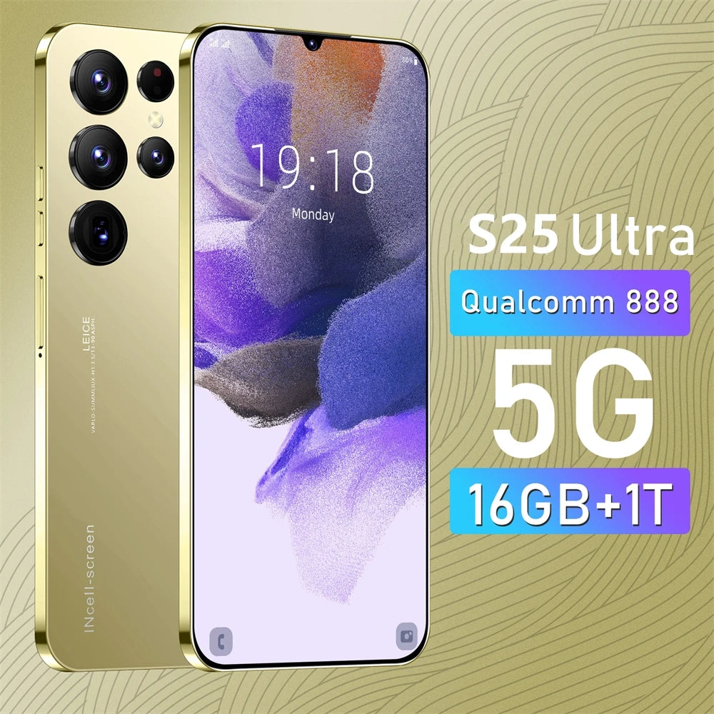 S25 Ultra Smartphone 22TB Plus 2TB Global Version 7.3 Inch HD Full Screen 4G 5G Dual SIM Cell Phone 8000mAh 10 Core Super Game Phone