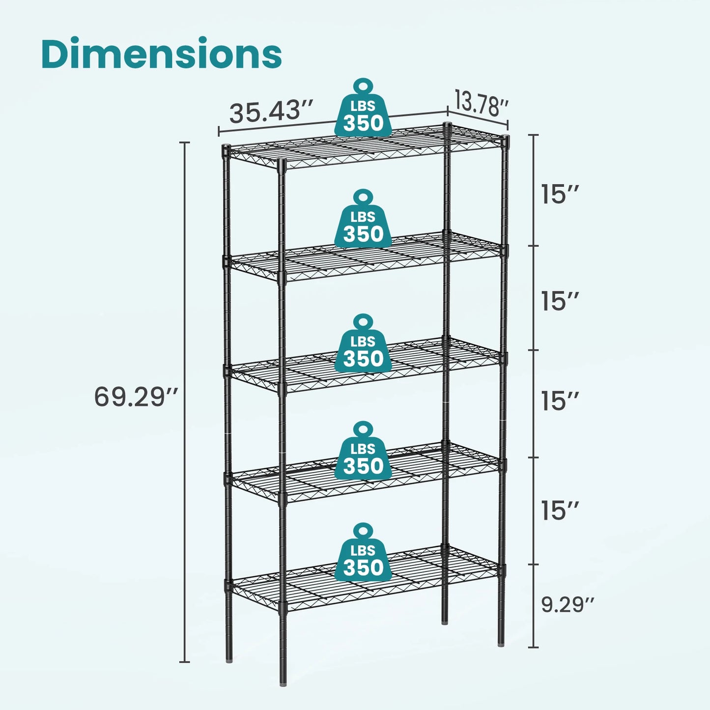 JHK Adjustable Three Five Tier Metal Wire Storage Bookshelf