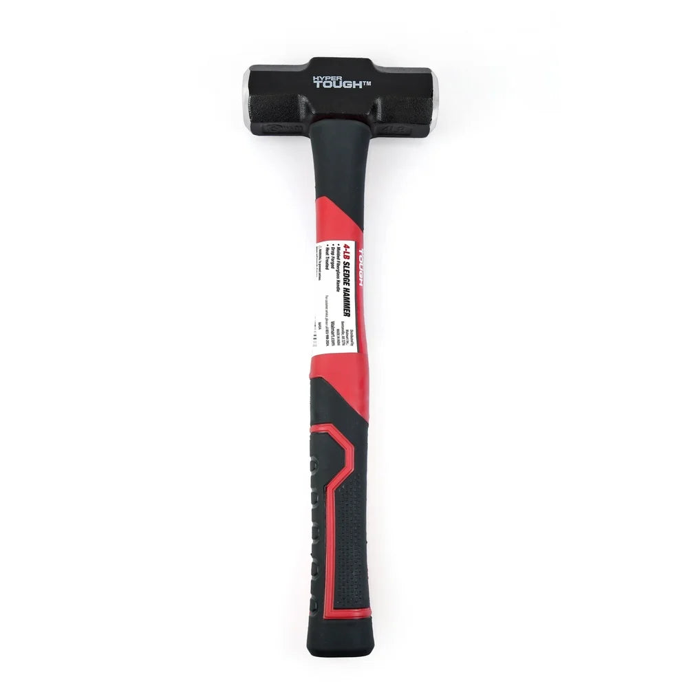 4 lb Sledge Hammer Fiberglass Handle Comfort Grip Double Injected Carbon Steel Head Heat Treated Drop Forged Home Improvement
