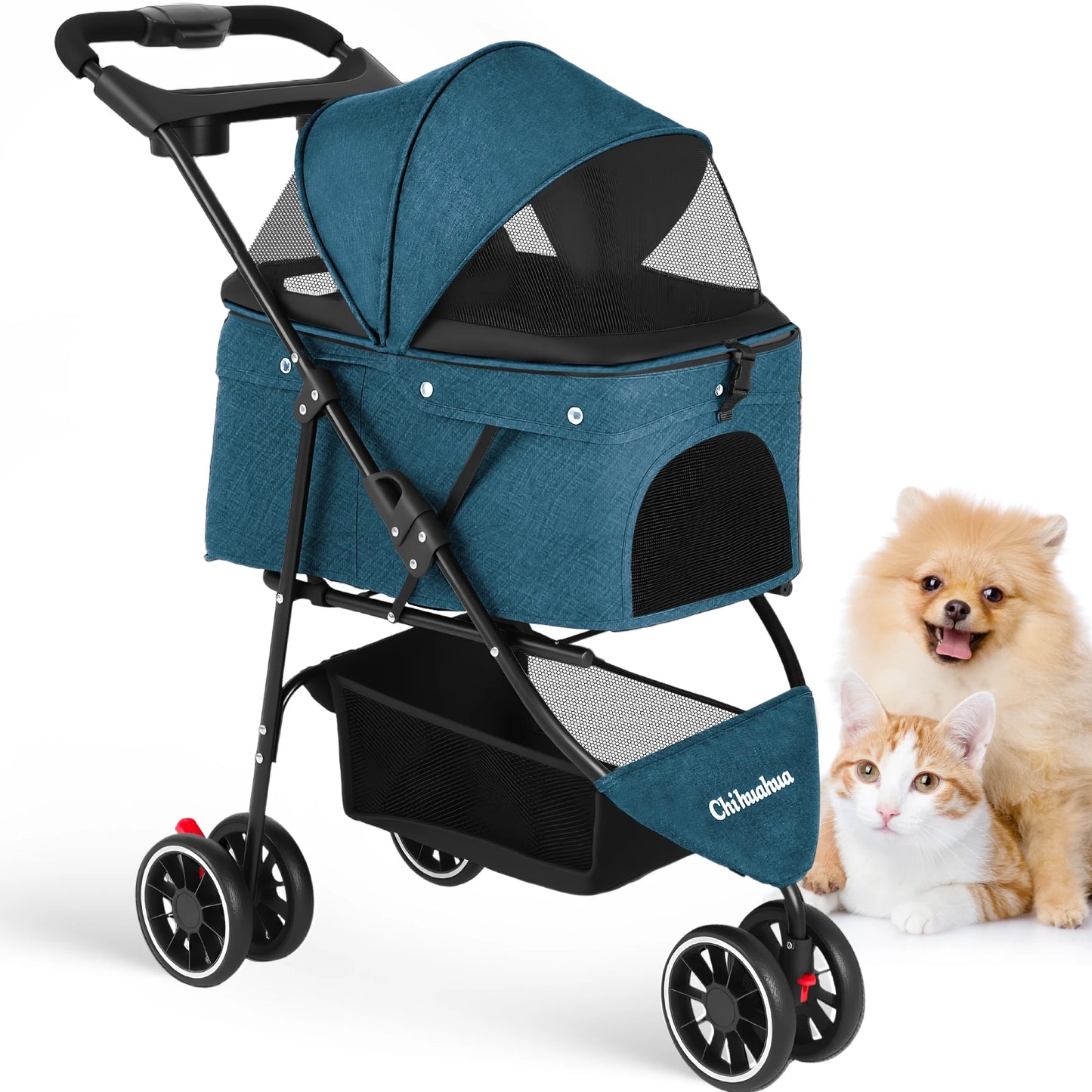 Pet Stroller For Small Puppy Dogs & Cats Travel Portable Dog Stroller  Foldable Dog Cat Carrier Strolling