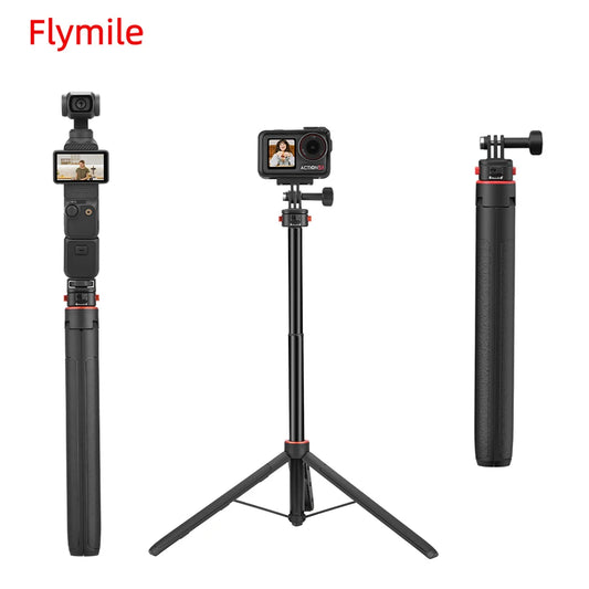 Flymile Selfie Sticks Tripod 31.5-163CM Holder for DJI Pocket 3/Action 5 Pro/Insta360 X5/Ace Pro 2/Gopro 13/ Camera Accessories