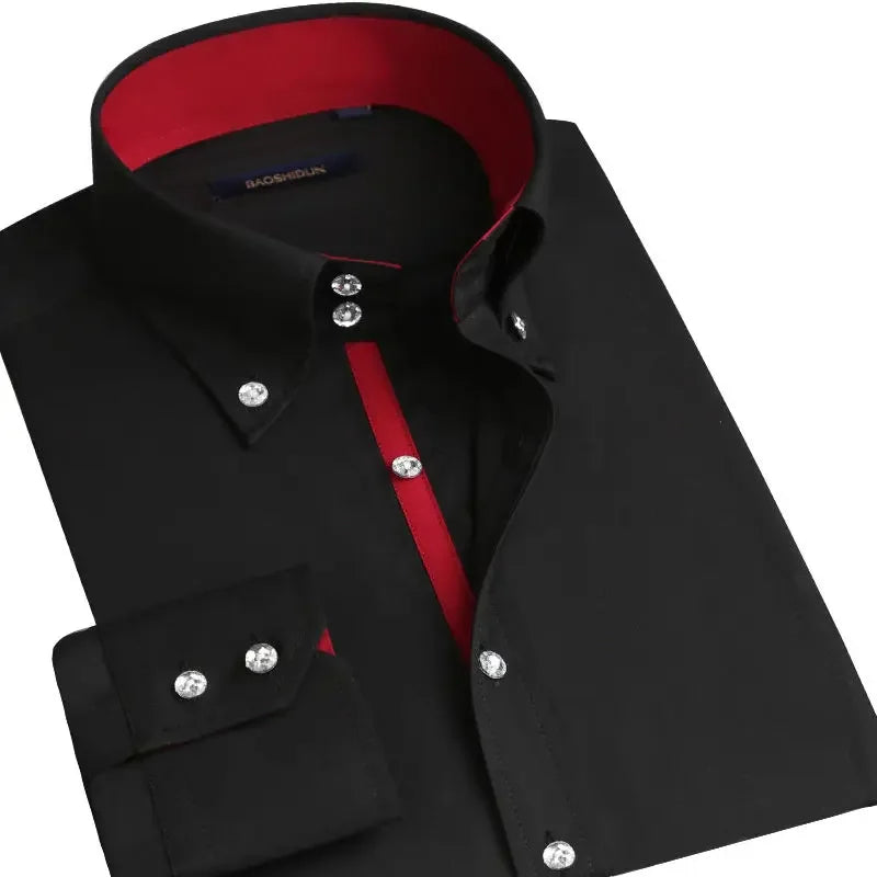 Premium Quality White Dress Shirts for Men Non Iron Wrinkle Resistant Long Sleeve Solid Cotton Polyester