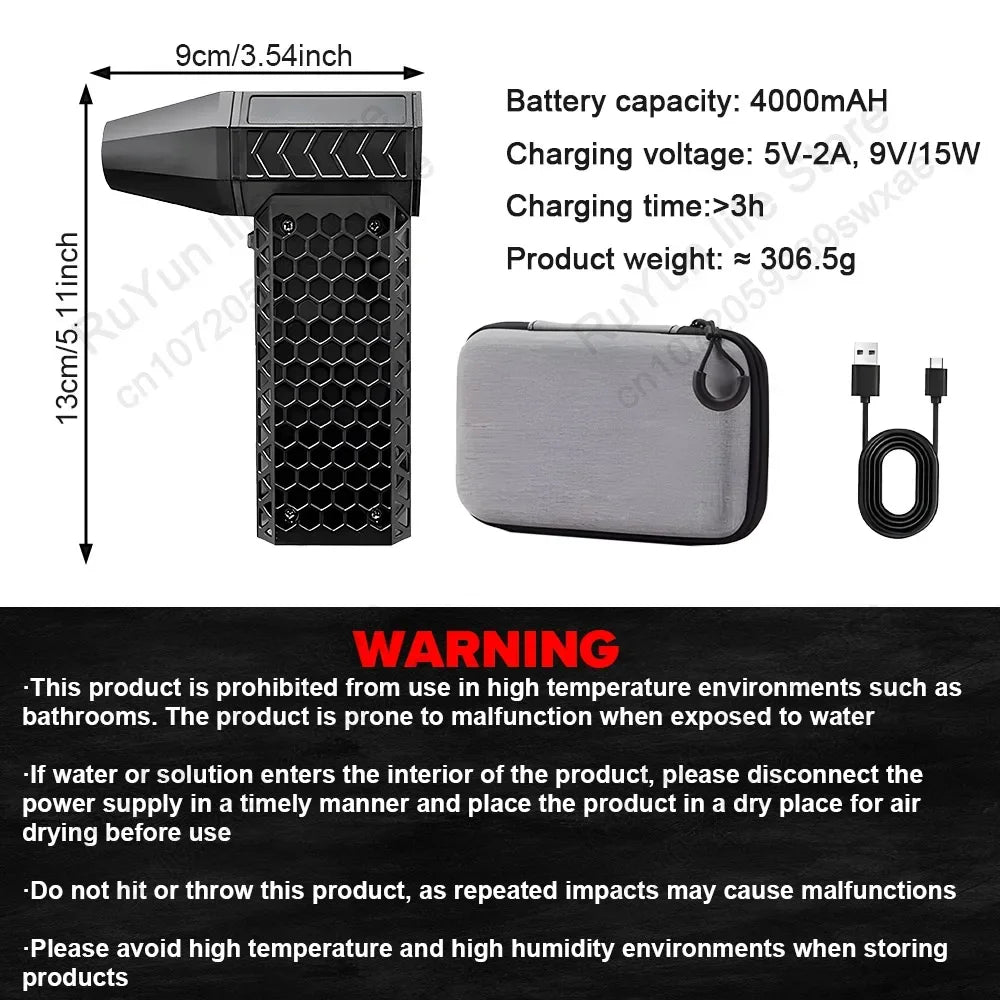 CAER Turbo Jet Violent Fan with Storage Bag 130000RPM Wind Speed 52m/s Portable Mini Air Blower Handheld Car Dust Blowing Tools