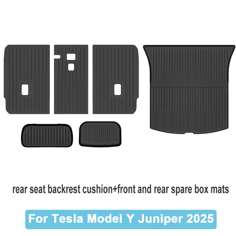 Car Trunk Mat For New Tesla Model Y 2025 Juniper TPE Floor Mats Cargo Liner All Weather Floor Liner Backrest Mats