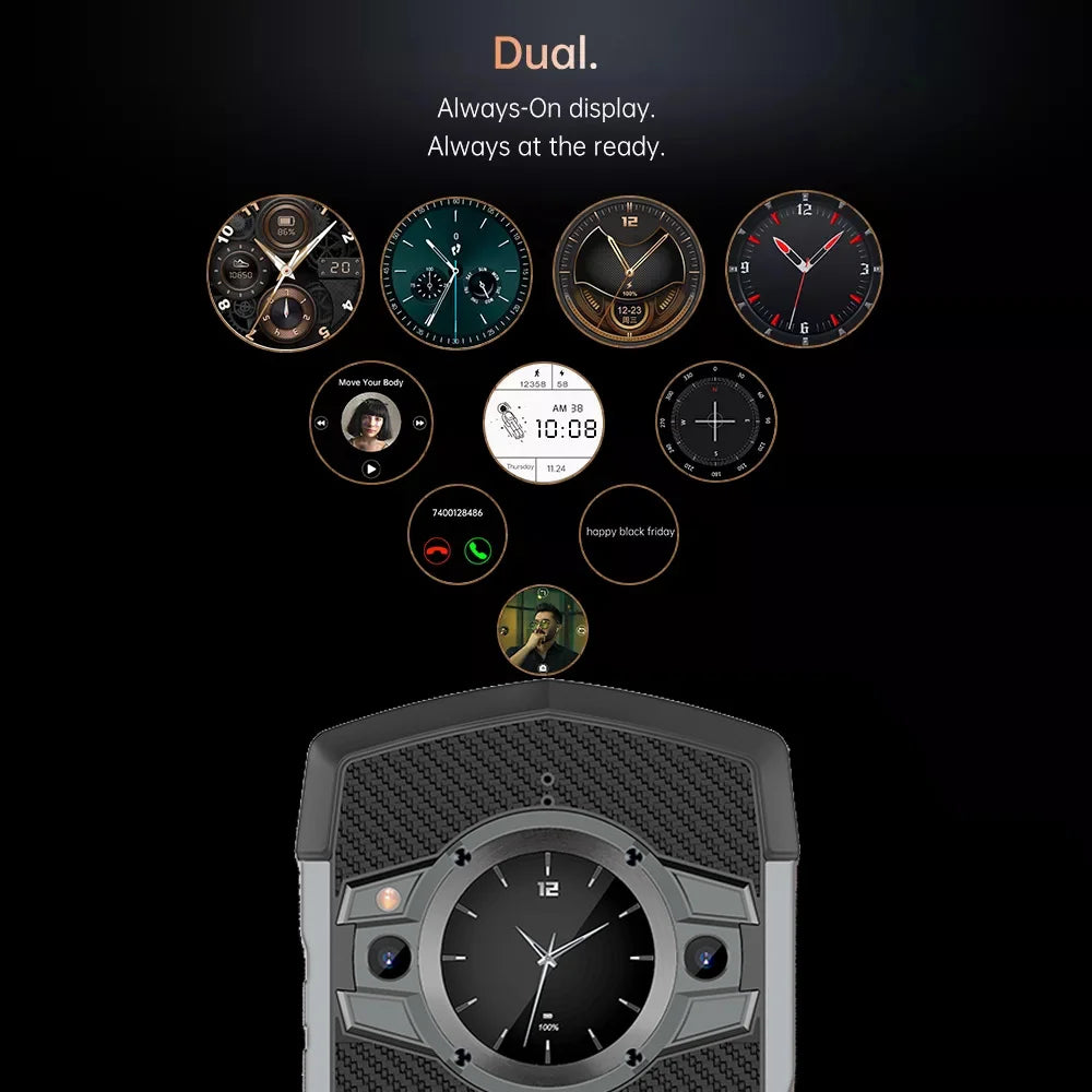 Unihertz Tick Tock Rugged Smartphone 5G Android Cellphone 6000mAh Phone with Dual-Screen 128GB 48MP Camera IP 68 Bluetooth 5.1