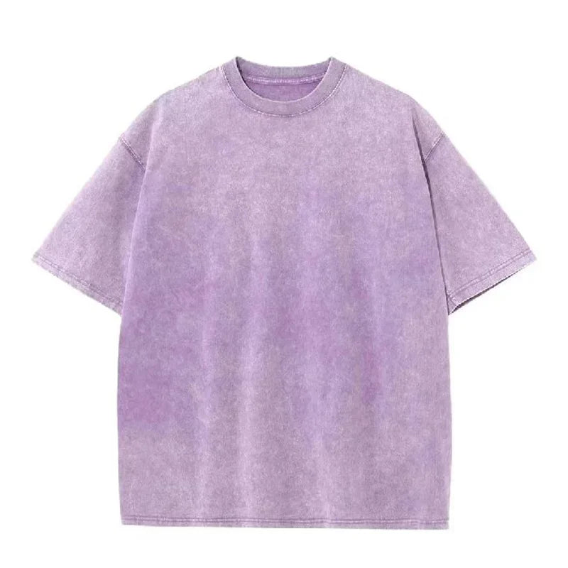 Korean Fashion Washed Vintage T Shirt Men Hip Hop Retro Tops