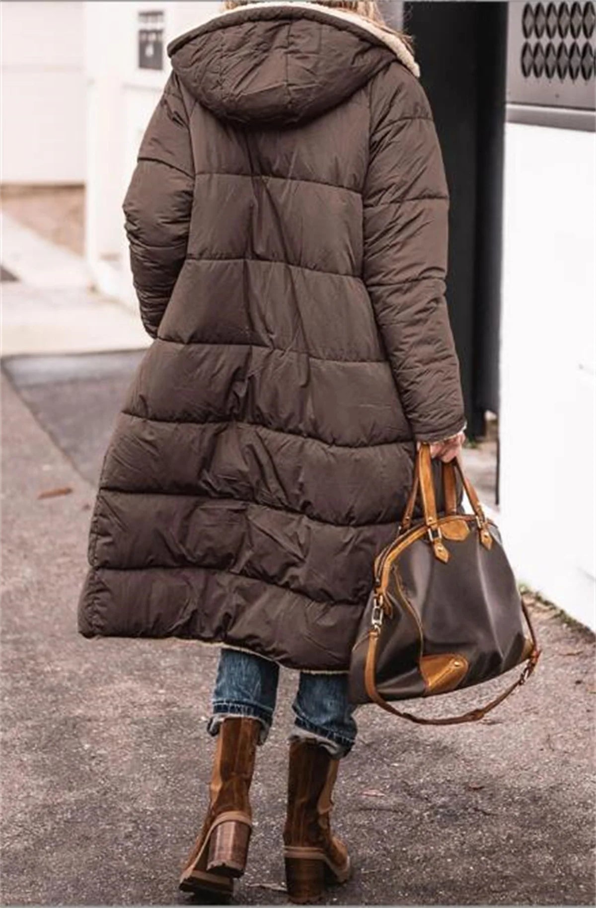 SDFBKCN Winter Hooded Quilted Reversible Women Puffer Coat