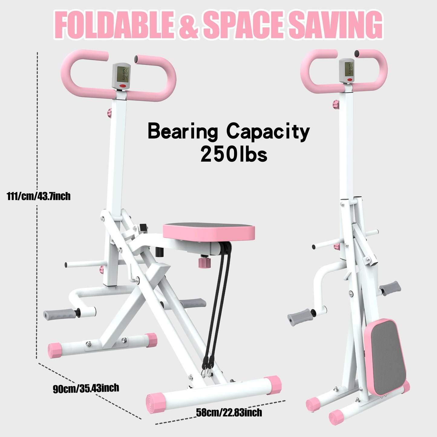Foldable Squat Machine with Resistance Bands for Gluteus Maximus Thighs and Core Training