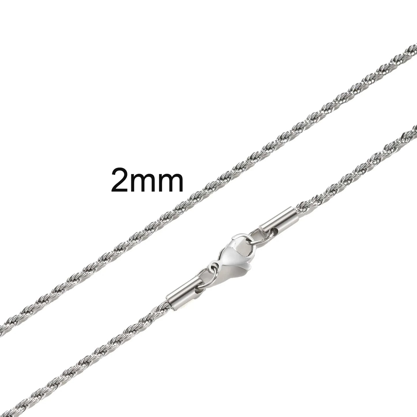 Ropes Long Necklace for Men Women,Stainless Steel Gold Color Twisted Rope Chain Collar,2/3/4/5mm Punk Basic Waterproof Jewelry