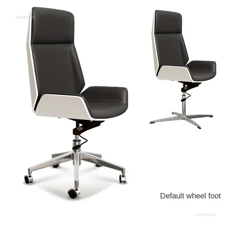Modern Wooden Swivel Chair Home Leisure Leather Computer Chair Luxury Gaming High Back Office Chair Bedroom Furniture