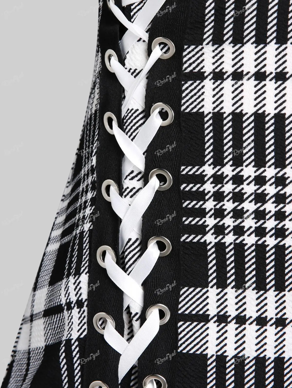 Rosegal Plus Size Plaid Tank Top Sweetheart Neck Front Full Zipper Ruffle Vest Women Summer Streetwear Lace Up Tops 5XL