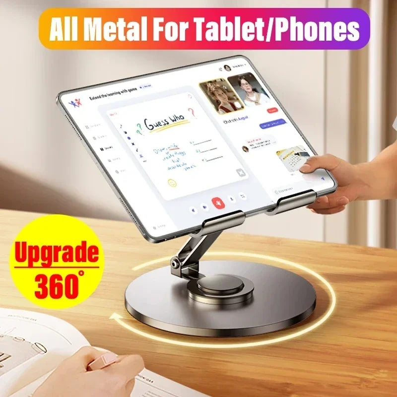 360 Degree Tablet Desk Mobile Phone Holder Stand Foldable Lazy Bracket Adjustable Alloy Aluminum Desktop Mount For iPhone iPad Samsung
