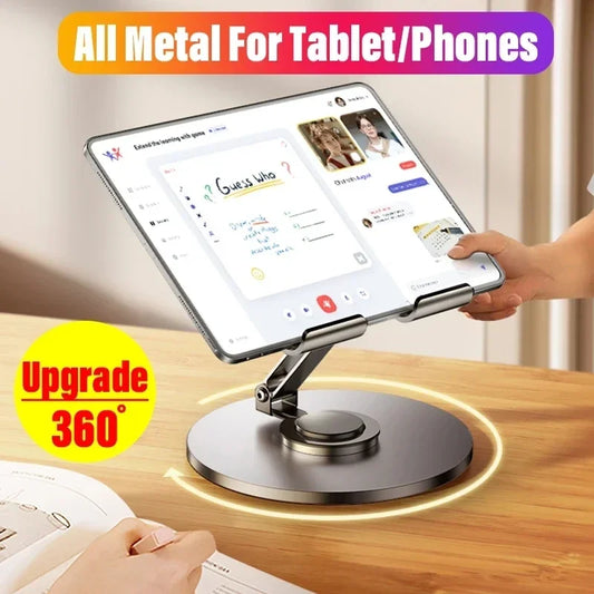 360 Degree Tablet Desk Mobile Phone Holder Stand Foldable Lazy Bracket Adjustable Alloy Aluminum Desktop Mount For iPhone iPad Samsung