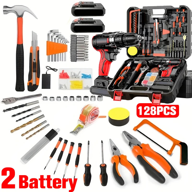 36VF Drill Combination Kit, 2 Batteries And A Fast Charger And Portable Housing With Work Lights, 2 Speed Adjustable