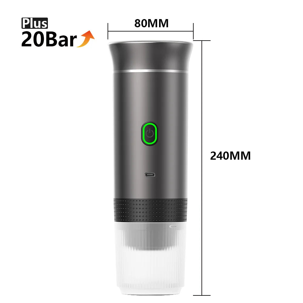 Wireless Electric Portable Espresso Coffee Machine for Car and Home Camping 3-in-1 Capsule Powder Travel Coffee Maker