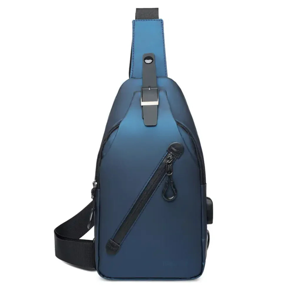 Versatile Stylish Functional Men's Backpack Adjustable Sling Bag for Men and Women Fashionable Crossbody Daypack in Black