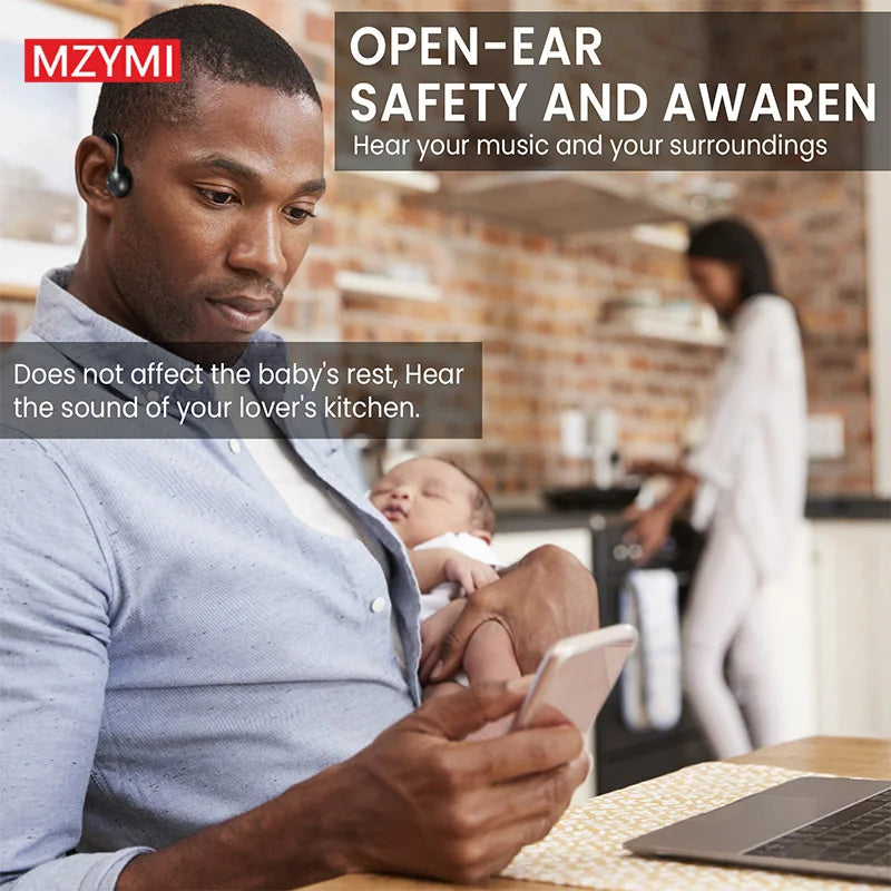 MZYMI A18 TWS Earphone Bone Conduction Neckband Headphone Sport IP56 Waterproof Headset Built-in Mic For Android iOS