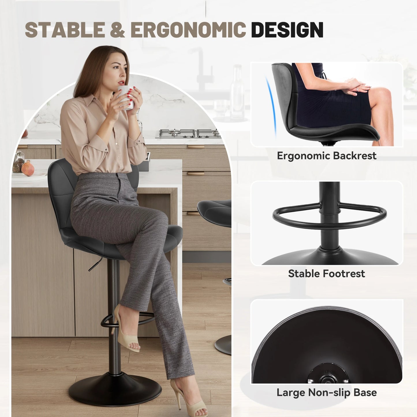 Nalupatio Bar Chair With 360 Degree Rotation Adjustable