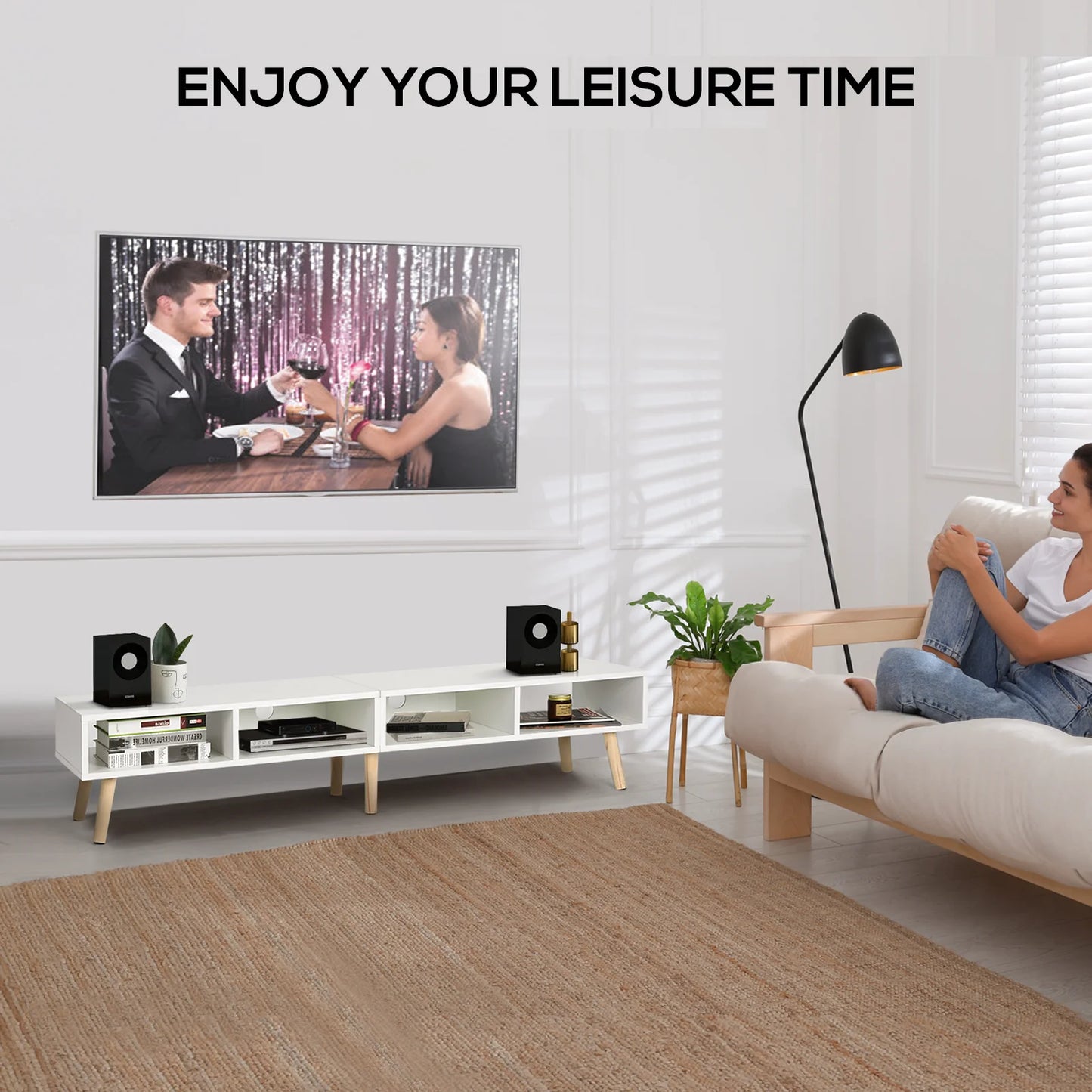 VOWNER Modern TV Stand Mid Century Design for Living Room and Bedroom