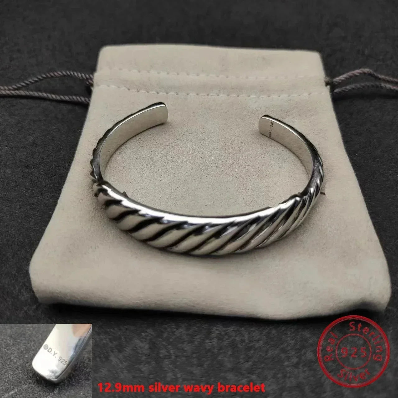 High Quality Fashion 925 Silver DY Star Cuff Bracelet for Women with Zircon Stone