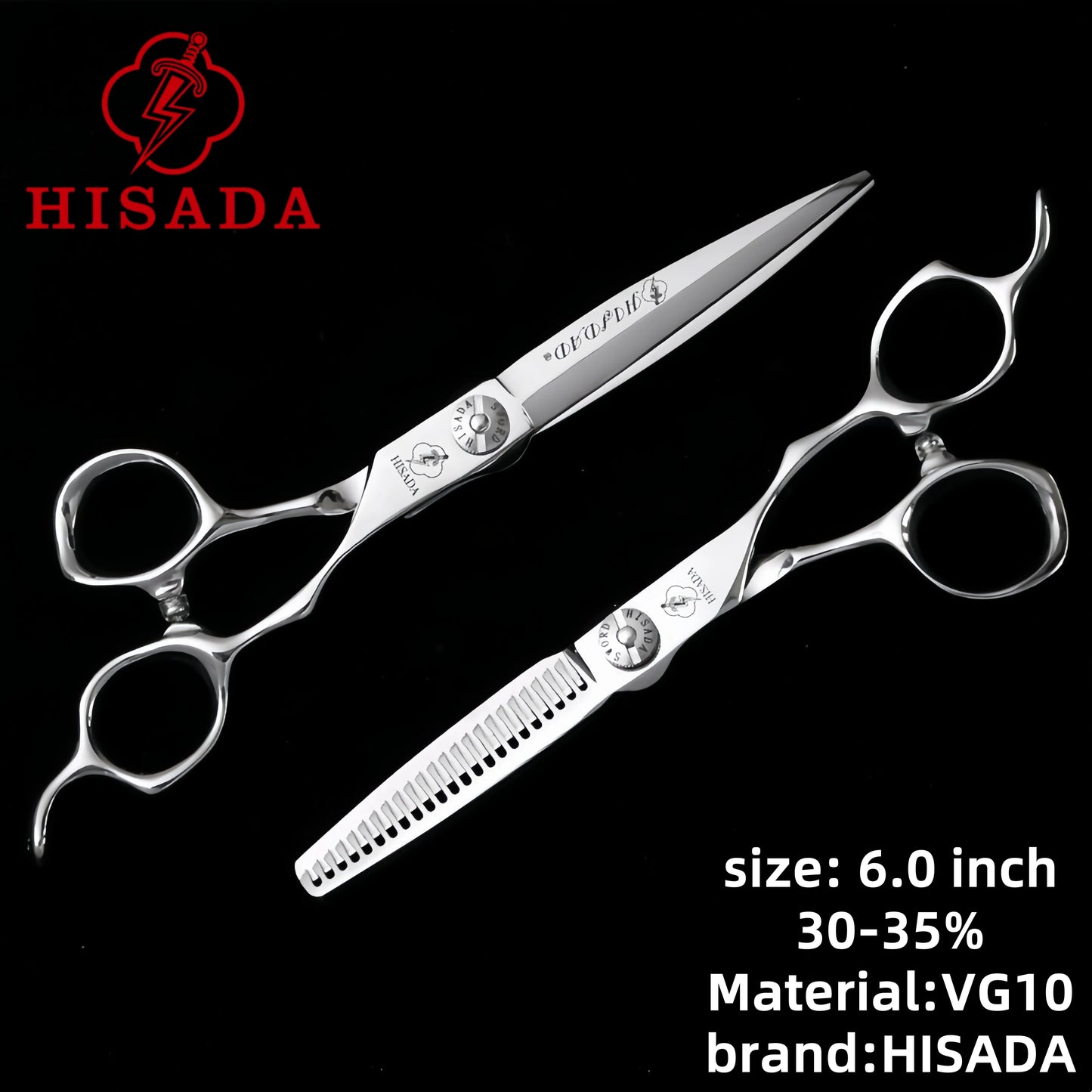 Hisada Professional Hairdressing Scissors 6 Inch VG10 Stainless Steel Cutting Scissors for Salon Use