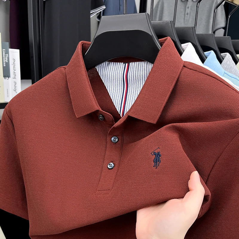 High End Brand Pure Cotton Short Sleeve Polo Shirt Men Summer Fashion Exquisite Pony Embroidery Comfort Business Casual T-Shirt
