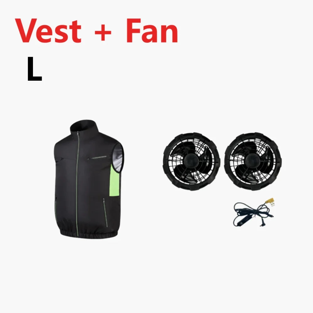 Cooling Vest Ice Fan Vest 3 Gears USB Heat Resistant Air Conditioner Clothes Breathable Wearable Fan Vest for Camping