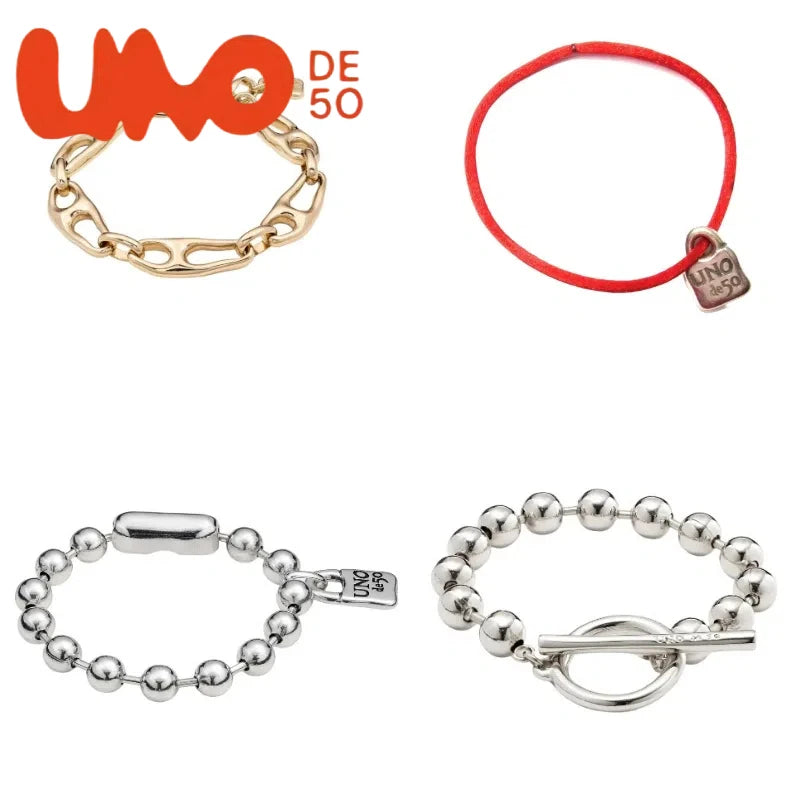 UNOde50 Silver Plated S925 And Gold Plated 14K Fashionable Chain Link Bracelet for Women