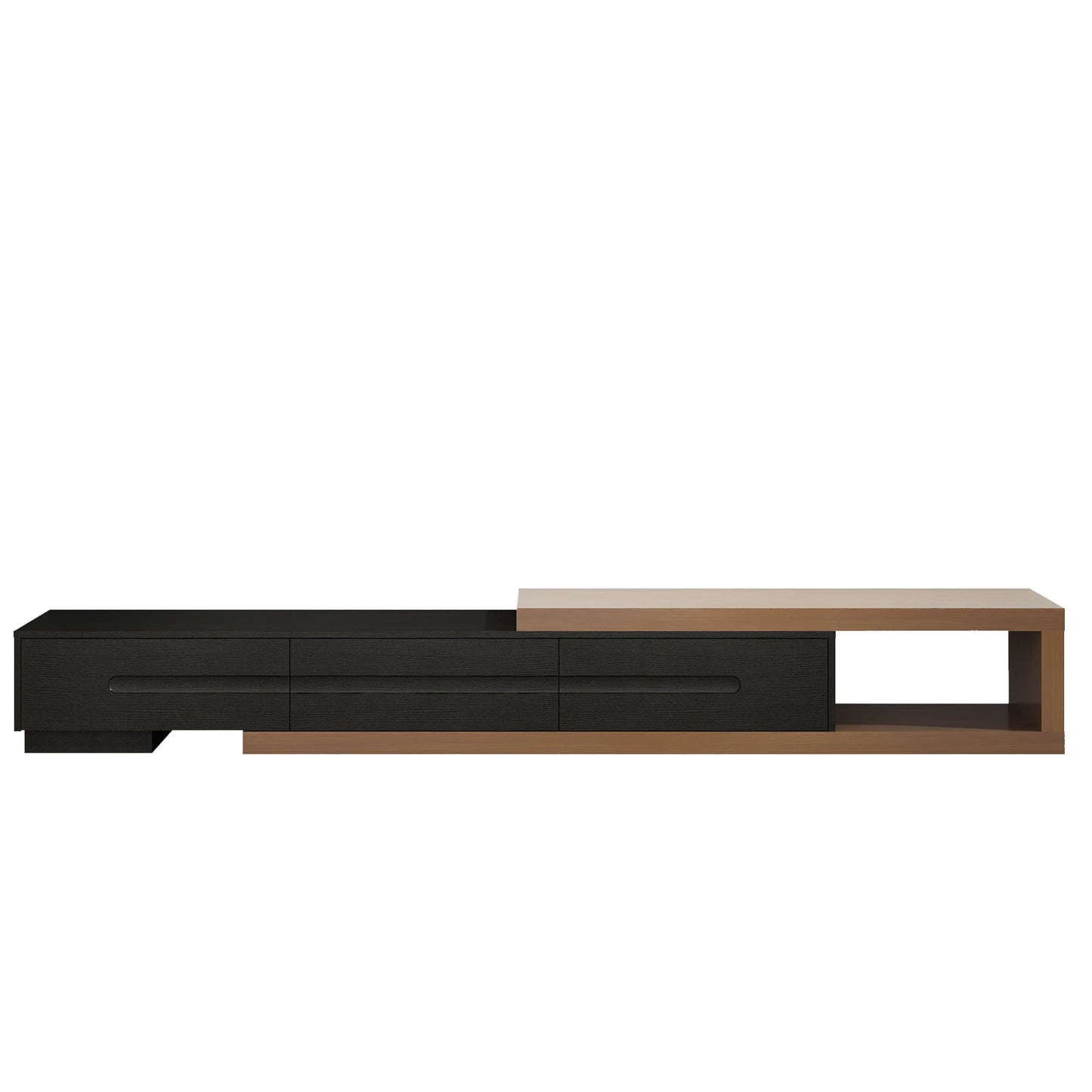 QiaoShiRen Extendable TV Stand Wood Media Console Drawers
