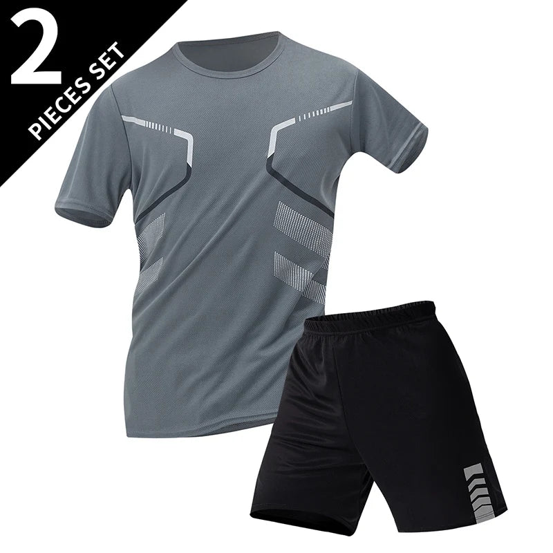 2/6 Pack Plus Size Men's Quick Drying Short Sleeve Shorts Suit Leisure Sports Running Fitness T Shirt Joker Shorts Teen