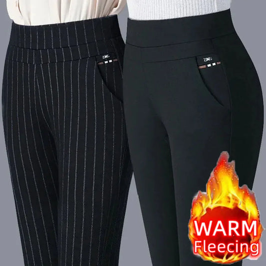 Thin and Thick Warm Winter Pencil Pants for Women Plush Stretch Lady OL Skinny Trousers Female Slim Fit Leggings
