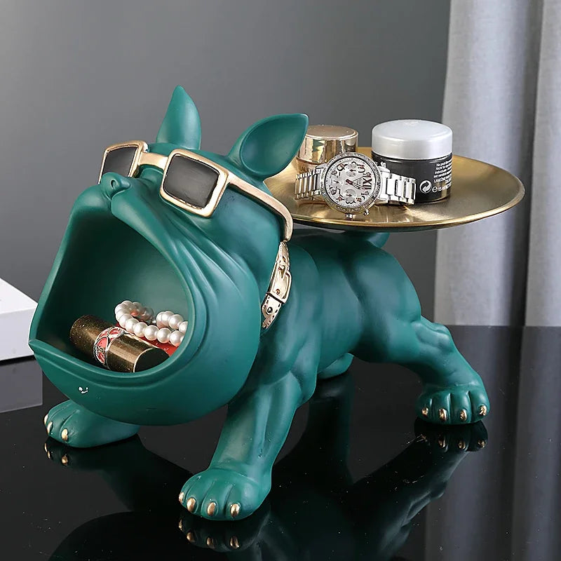 30cm Bulldog Figurine Dog Statue Storage Box Resin Craft Art Sculpture Home Decor Puppy Ornament