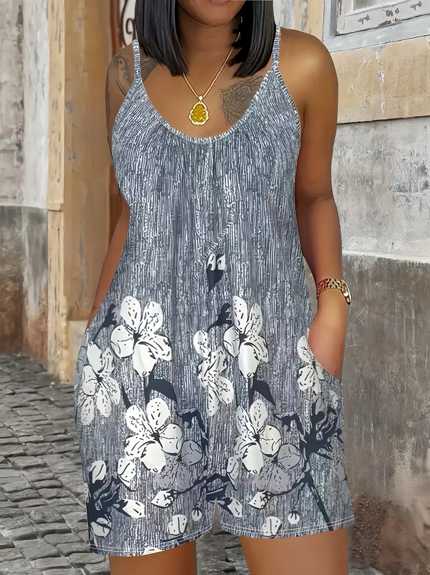 Summer Women's Striped Print Elegant Sleeveless Plus Size Jumpsuit Casual Fashion