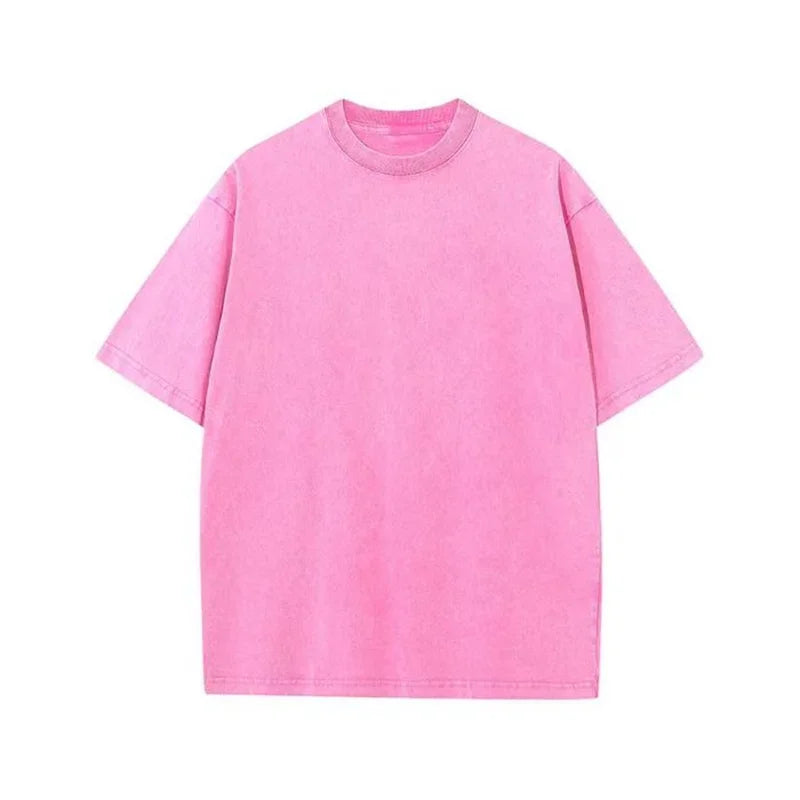 Korean Fashion Washed Vintage T Shirt Men Hip Hop Retro Tops