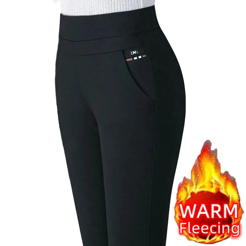Thin and Thick Warm Winter Pencil Pants for Women Plush Stretch Lady OL Skinny Trousers Female Slim Fit Leggings
