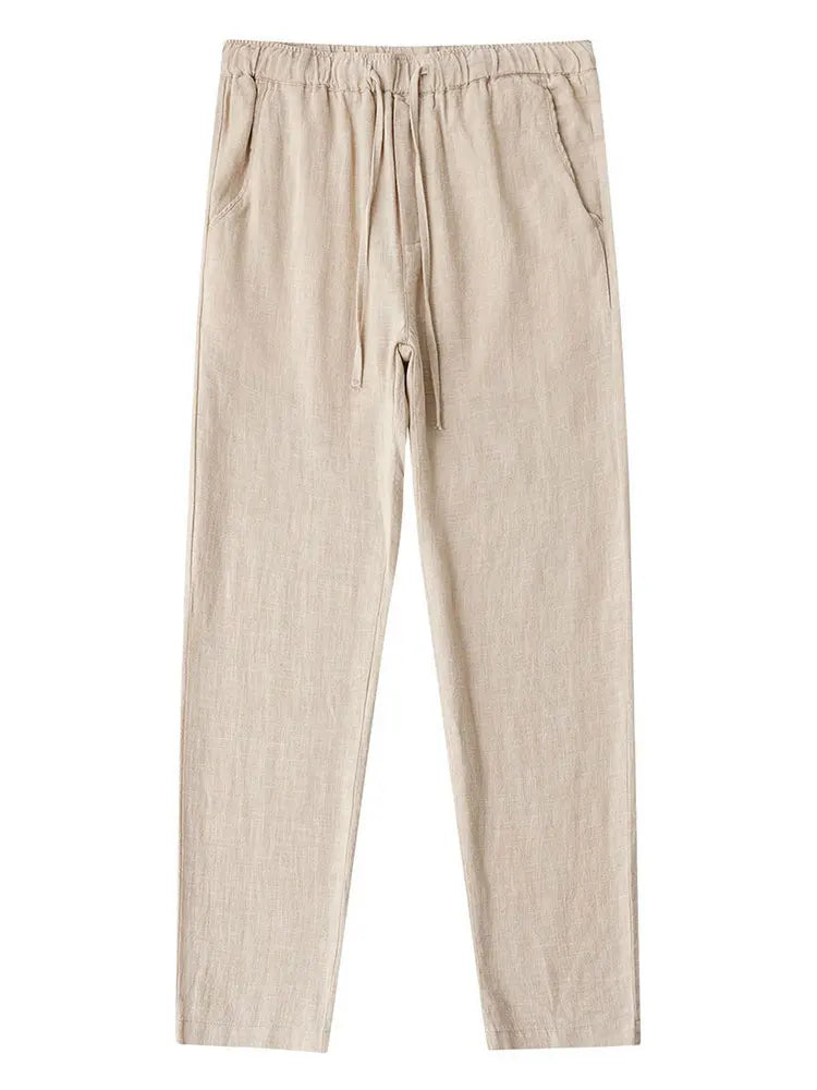 Casual Cotton Linen Chino Pants for Men Wide Leg Lightweight Baggy Cotton Sweatpants Male Walking Jogger Trousers Work