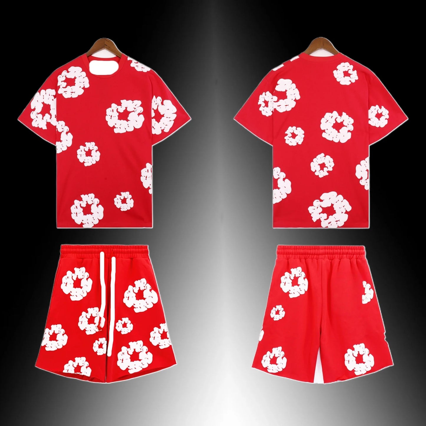 New Men's Harajuku Quick-drying T-shirt Beach Shorts Set American Kapok 3D Printing Fashion Trend Short-sleeved Shorts Set Y2K