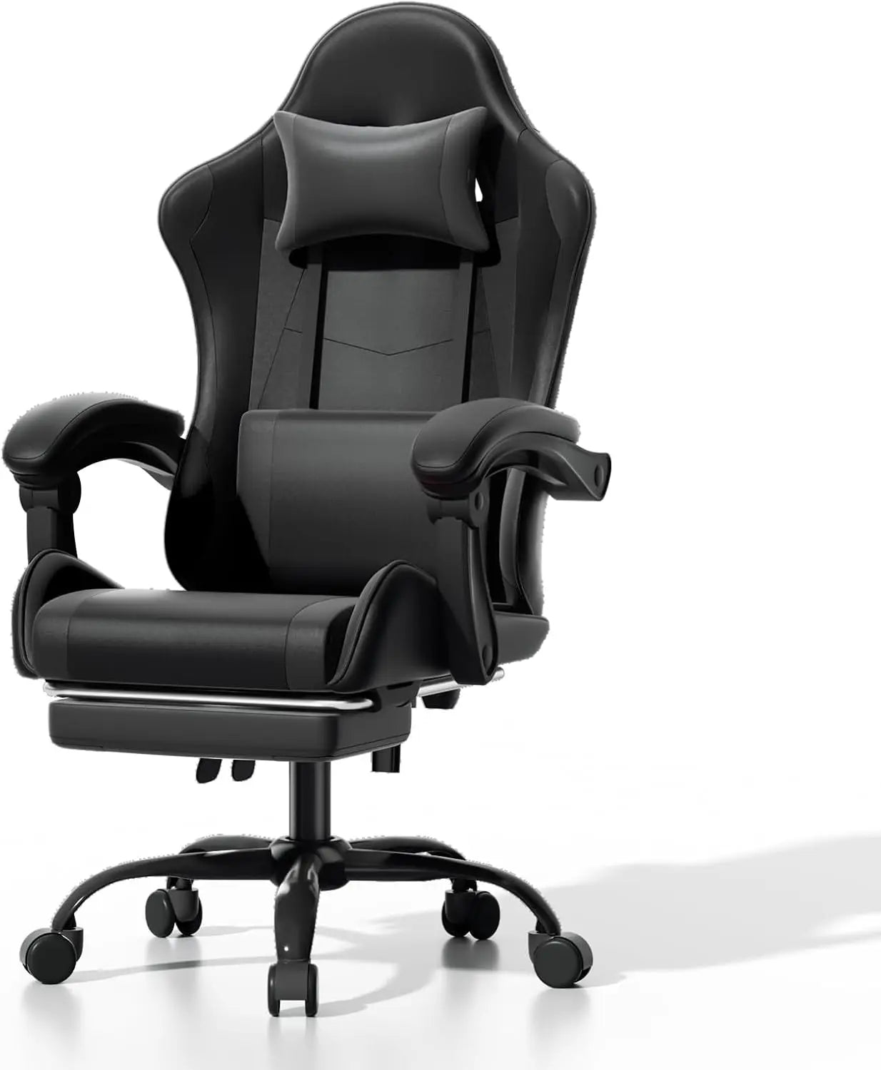 Athena Collection Carbon Fiber Black Gaming Chair - Ergonomic with Footrest Headrest Lumbar Support Height Adjustable Swivel