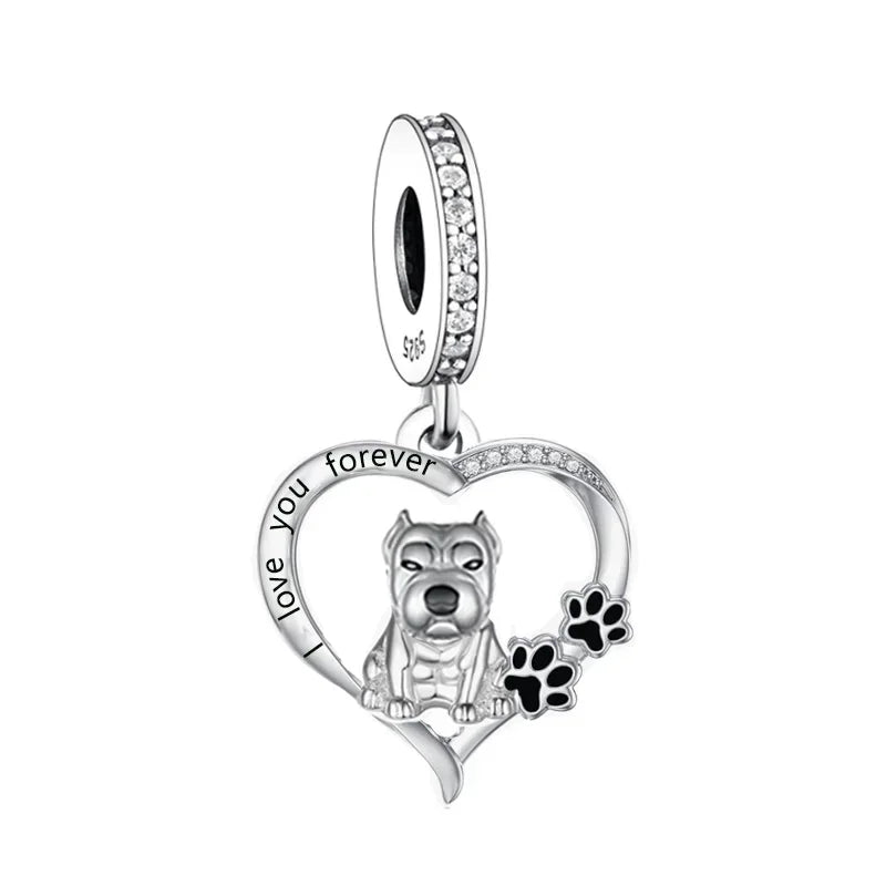 Huoonew Fit Original Pan Charm Bracelet 925 Silver I Love You Forever Yorkshire Dog Bead DIY Memorial Berloque