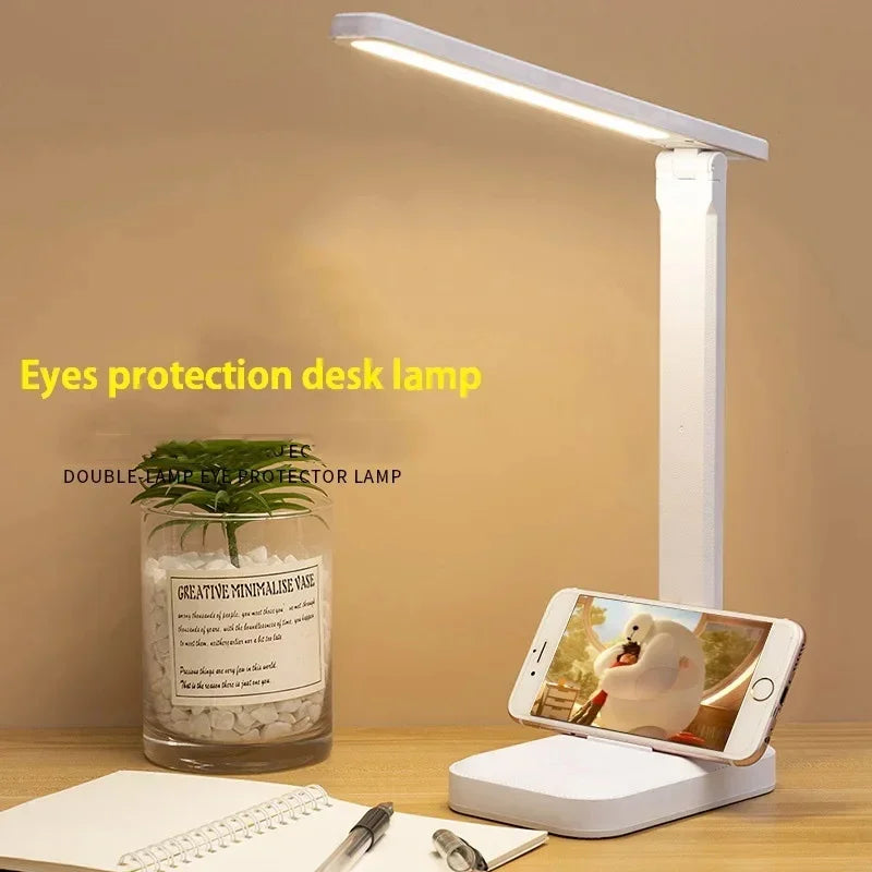 Folding Table Lamp Eye Protection Touch Dimmable LED Desk Lamp for Bedroom Bedside Study and Student Reading USB Plug-in Night Light