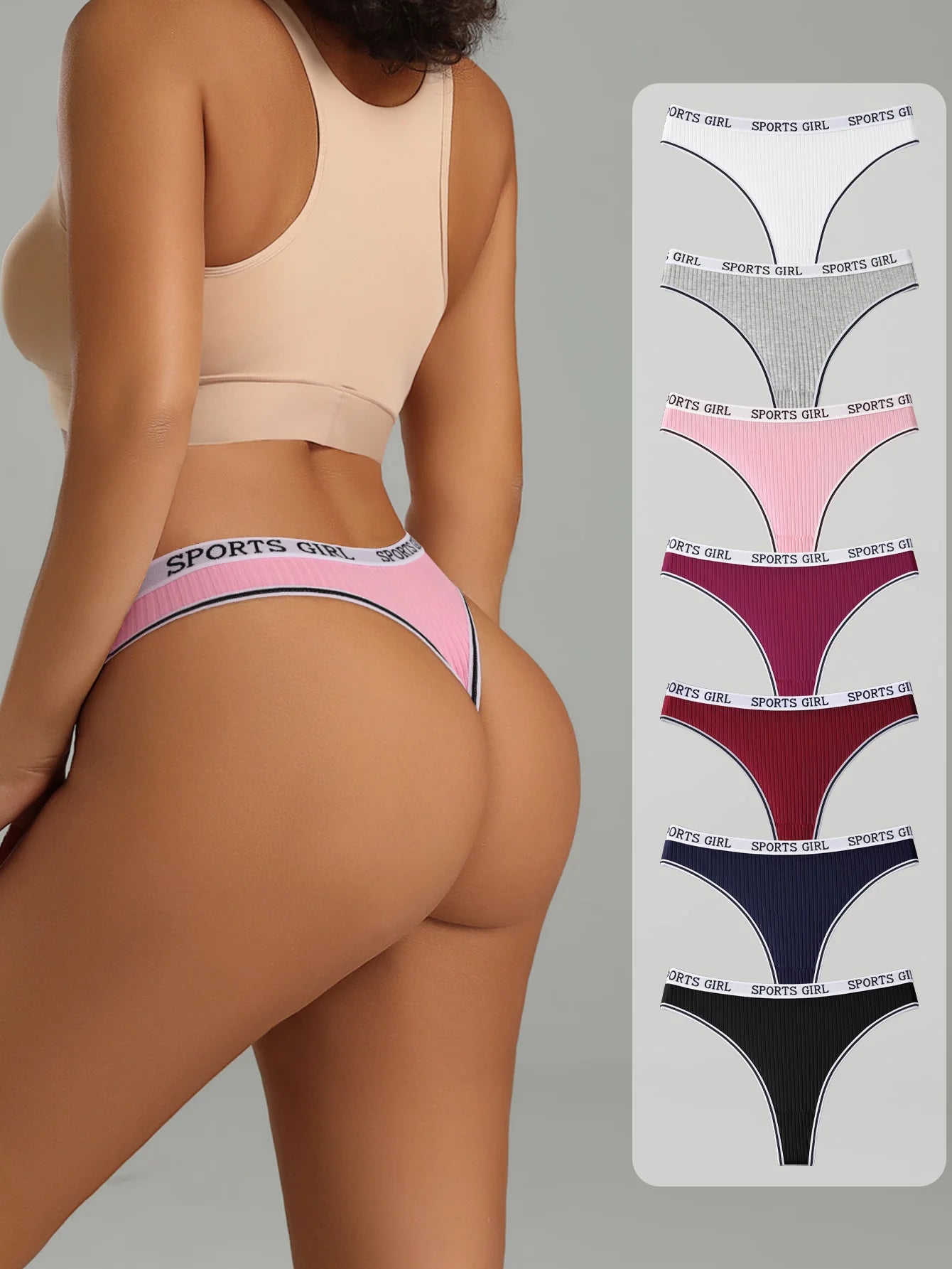 7 Pieces Women Thongs Low Waist Sexy Underwear Cotton G String Breathable Ladies Panty Female Lingerie