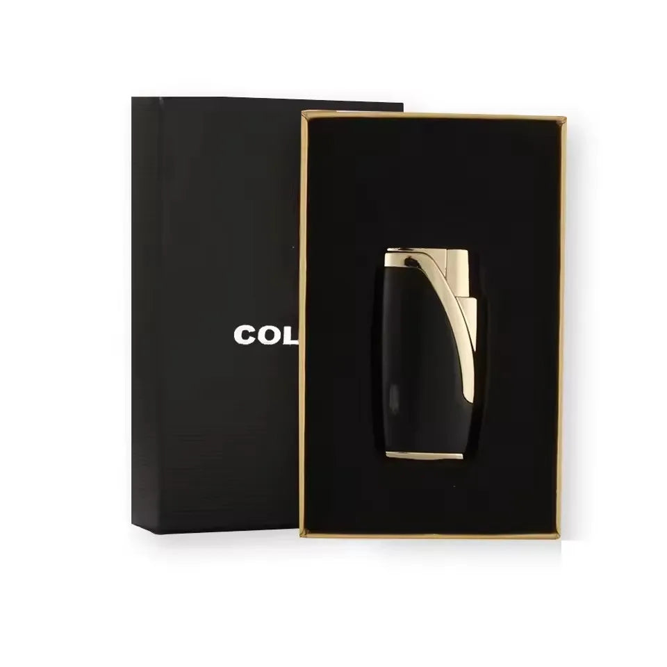 Metal Cigar Lighter 2 Jet Torch Lighter Butane Gas Lighters Windproof Cigarette Lighters W/ Cigar Cutter