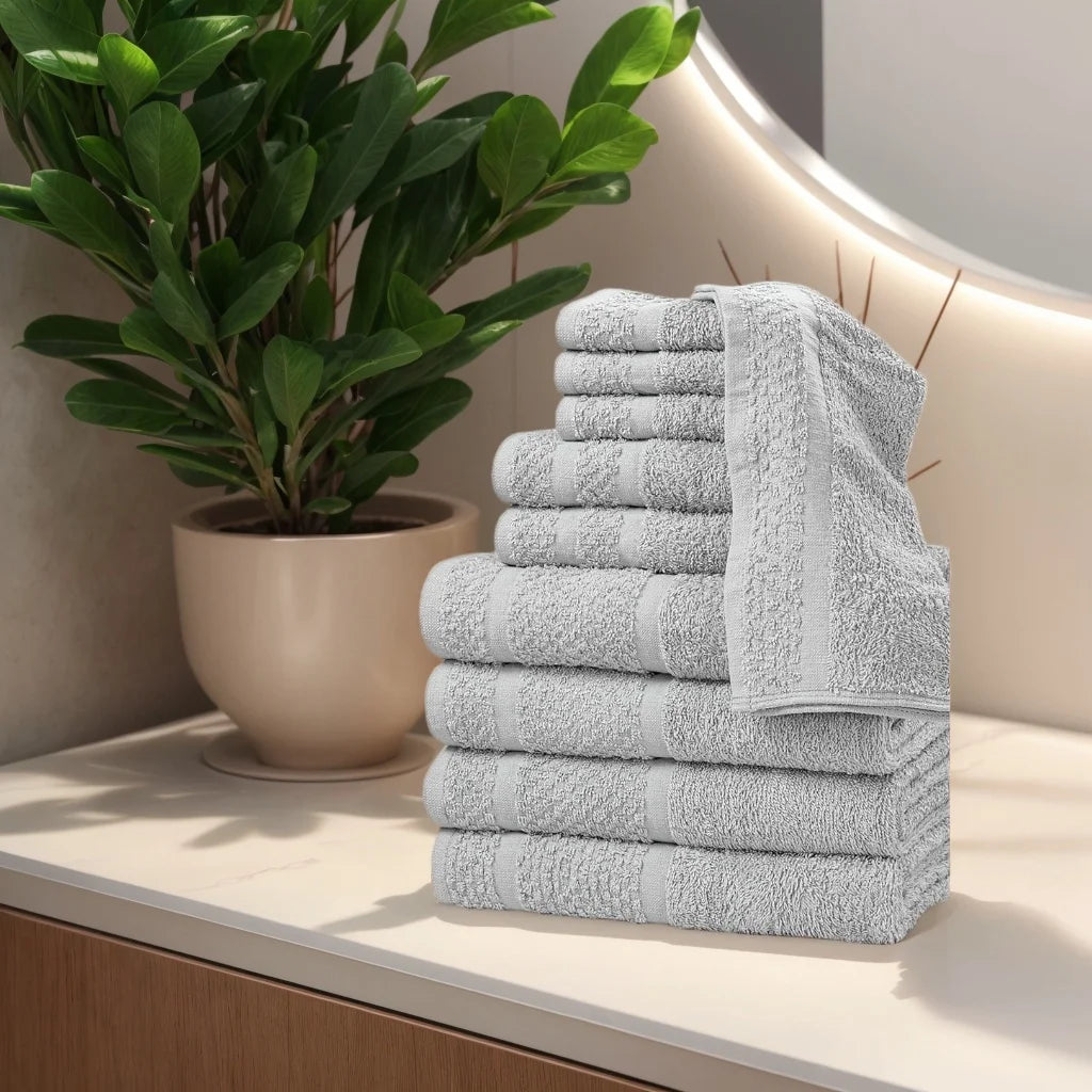 Deluxe 10 Piece Towel Set in White for Supreme Softness and Long Lasting Durability