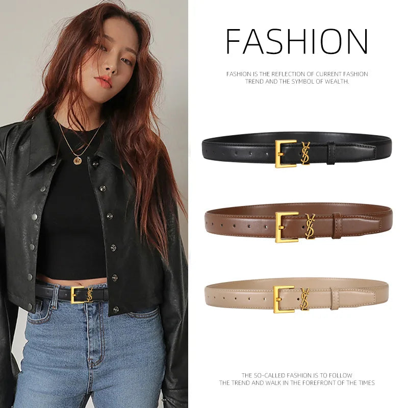 Classic Pin Buckle Women's Belt Korean Casual Thin Fashion Belt for Pants and Skirts