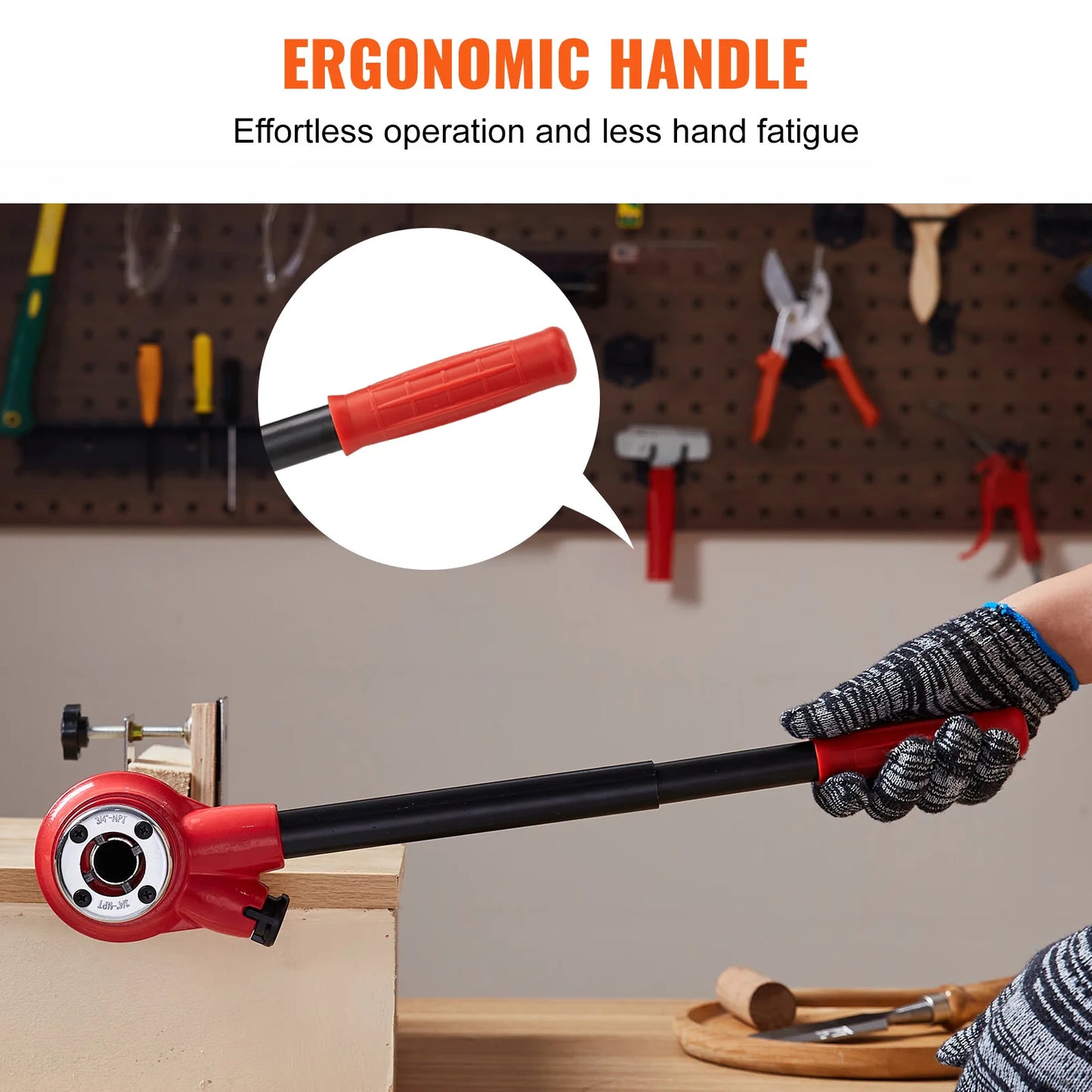 VEVOR Manual Pipe Threader Ratchet Tool Portable Pipe Threading Set with 6 Pieces NPT Dies for Galvanized Aluminum Iron Copper Pipes